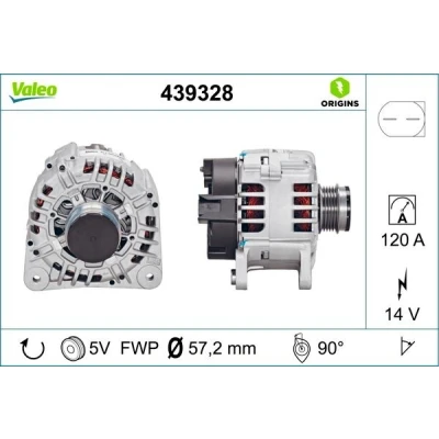 Billede af VALEO 439328 Generator 14V 120A VOLKSWAGEN: GOLF 4, Polo IV Hatchback, 3, AUDI: A6 C5 Avant, A4 B6 B5 Sedan, SKODA: Fabia 1 Combi