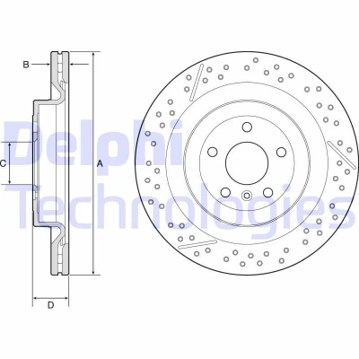 Billede af DELPHI BG9223C Bremseskiver 345 26 5 ventileret coatet højkarboniseret uden hjullejer, ABS sensorring MERCEDES BENZ: GLE SUV, GL, Coupe