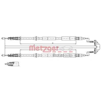 Billede af METZGER 11.5950 Håndbremsekabel bag 1326/1156+1293/1085 Tromlebremse COFLE OPEL: Astra H TwinTop, Hatchback, GTC