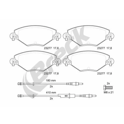 Billede af BRECK 23277 00 701 10 Bremseklodser Ekskl. slidadvarselskontakt CITROËN: C5 II Hatchback, Stationcar, I Hatchback
