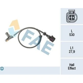Billede af FAE 78295 ABS Sensor med kabel Hall princip 2 530 VOLKSWAGEN: Sharan I