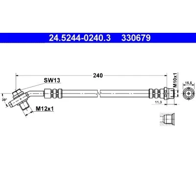 Billede af ATE 24.5244 0240.3 Bremseslange 240 M10x1 AUDI: A4 B5 Sedan, Avant