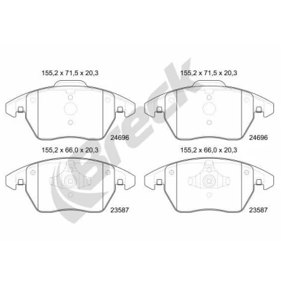 Billede af BRECK 24696 00 701 Bremseklodser Ikke forberedt til slidindikator VOLKSWAGEN: Polo V Hatchback, SEAT: Ibiza 4, 4 ST, Sportcoupe