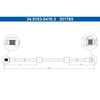 Billede af ATE 24.5103 0410.3 Bremseslange 440mm M10x1mm BMW: 5 Sedan