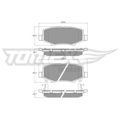 Billede af TOMEX brakes TX 19 21 Bremseklodser bagaksel med akustisk advarsel for slid JEEP: Cherokee III, DODGE: Nitro SUV