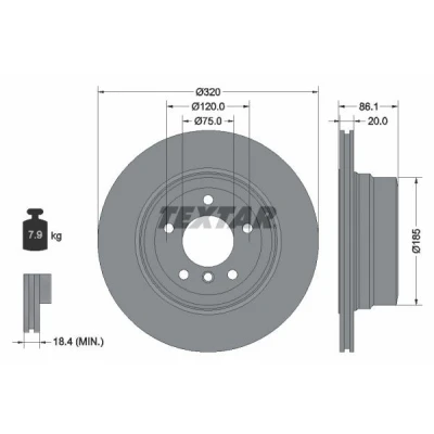 Billede af TEXTAR PRO 92202003 Bremseskiver 320 20 05/06 120 indvendigt ventileret coatet uden hjulbolte, hjulnav BMW: 5 Touring, Sedan