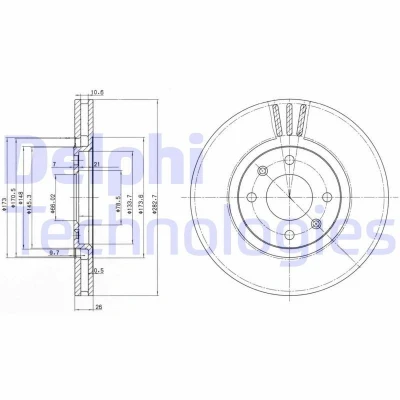 Billede af DELPHI BG2872 Bremseskiver 283 26 4 ventileret olieret ubehandlet uden hjullejer, ABS sensorring PEUGEOT: 406 Sedan, Coupe, Stationcar