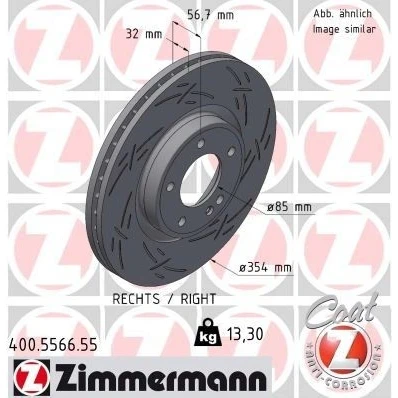 Billede af ZIMMERMANN Bremseskive MERCEDES BENZ: G klasse 354mm 32mm 6/5 5 hul 130mm indvendigt ventileret, opslidset coatet 400.5566.55 4634210000,463421000007