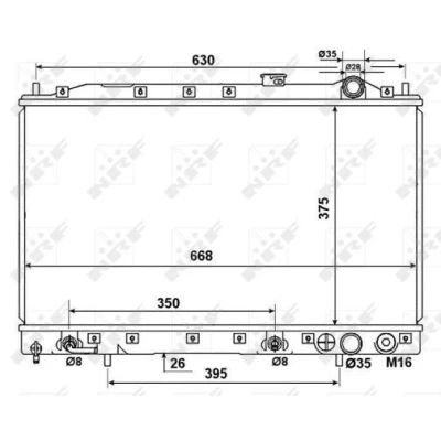 Billede af NRF 53274 Radiator Aluminium 668 375 26 Loddet køleripper