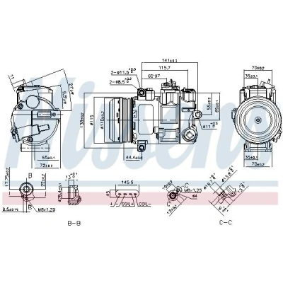 Billede af NISSENS 890696 Kompressor 6SBU16C 12 PAG 46 R 134a MERCEDES BENZ: E klasse T modell, C Sedan
