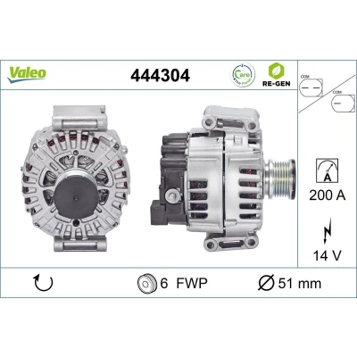 Billede af VALEO 444304 Generator 14V 200A MERCEDES BENZ: Sprinter 3.5 T Ladvogn/Chassis, Van, Bus