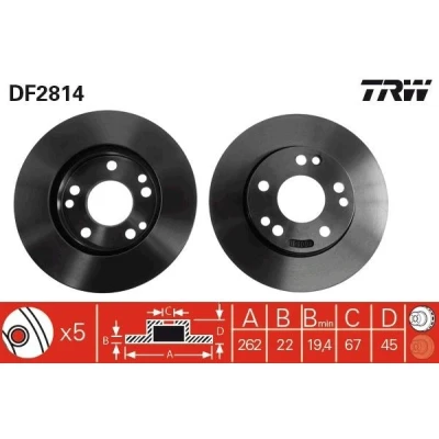 Billede af TRW DF2814 Bremseskiver 262 22 5 112 ventileret lakeret MERCEDES BENZ: 190