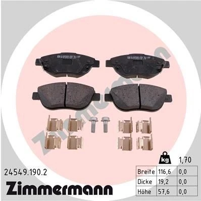 Billede af ZIMMERMANN 24549.190.2 Bremseklodser med akustisk advarsel for slid skruer Billede svarer til leveringsomfang, glideplade
