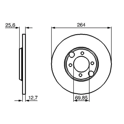 Billede af BOSCH 0 986 478 689 Bremseskiver 264 13 4 95,25 fuldstændigt olieret JAGUAR: XJ Sedan