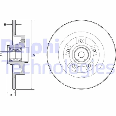 Billede af DELPHI BG9115RS Bremseskiver 270 10 5 fuldstændigt olieret ubehandlet med hjulleje, ABS sensorring RENAULT: GRAND SCENIC 3, 3
