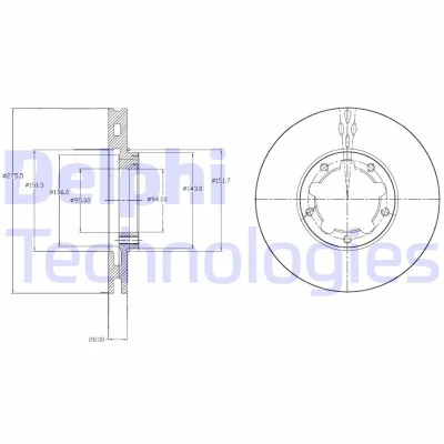 Billede af DELPHI BG4217 Bremseskiver 276 28 5 ventileret olieret ubehandlet uden hjullejer, ABS sensorring