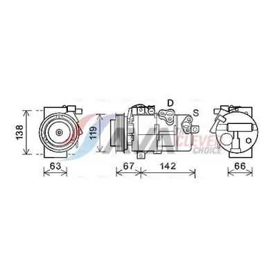 Billede af PRASCO KAK216 Kompressor DV16 PAG 46 R 134a