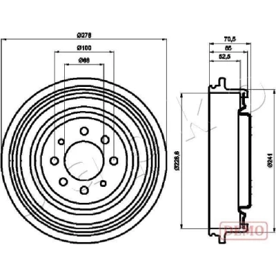 Billede af JAPKO 560703C Bremsetromler 278mm bagaksel