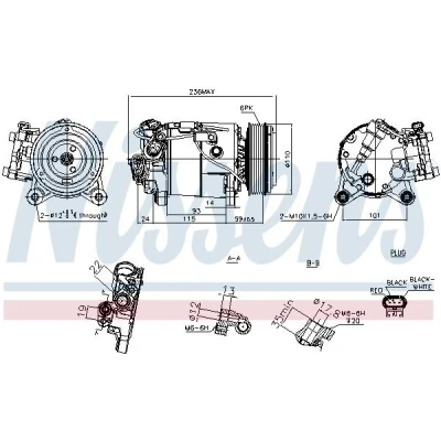 Billede af NISSENS 891019 Kompressor 6VS14EC 12 PAG 46 YF R 134a BMW: 5 Sedan, Touring