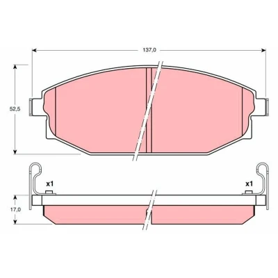 Billede af TRW GDB3232 Bremseklodser med akustisk advarsel for slid TOYOTA: HILUX 3 Pick up
