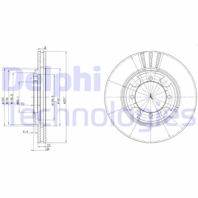 Billede af DELPHI BG2628 Bremseskiver 257 22 4 ventileret olieret ubehandlet uden hjullejer, ABS sensorring HYUNDAI: Elantra III Hatchback