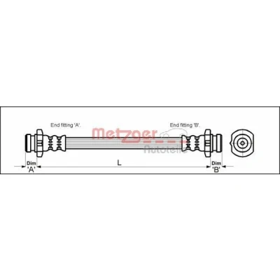 Billede af METZGER 4110041 Bremseslange 102 M12 x 1 BMW: 5 Sedan, Touring
