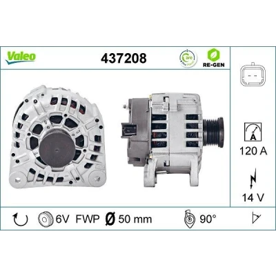 Billede af VALEO 437208 Generator 14V 120A RENAULT: LAGUNA 2, TRAFIC 2 Bus, OPEL: Movano A Vivaro Van, Combi, VOLVO: V40 Stationcar