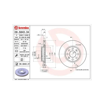 Billede af MAGNETI MARELLI 360406024300 Bremseskiver 257, 257 22 4 60 indvendigt ventileret ventilering med dråbeformede blade skruer OPEL: Corsa D Hatchback