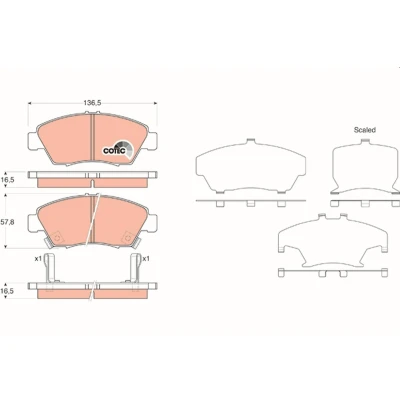 Billede af TRW COTEC GDB3375 Bremseklodser med akustisk advarsel for slid HONDA: CIVIC 7 Hatchback, 6 Fastback