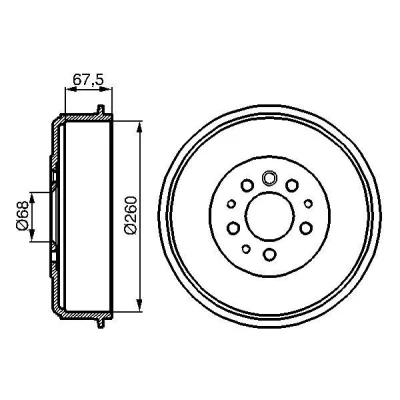 Billede af BOSCH 0 986 477 046 Bremsetromler 311 bagaksel VOLKSWAGEN: Transporter 4