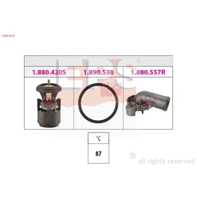 Billede af FACET 7.8561K Termostat 87 Made in Italy OE Equivalent med forbindelsesstykker VOLKSWAGEN: Golf 6, Polo V Hatchback, 5