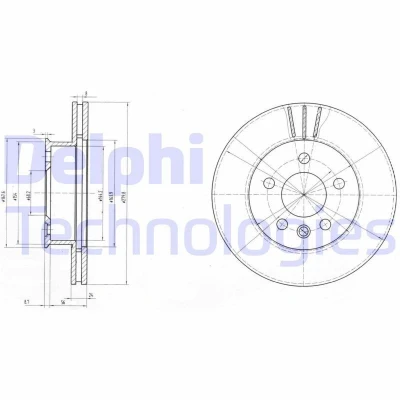Billede af DELPHI BG2717 Bremseskiver 280 24 5 ventileret olieret ubehandlet uden hjullejer, ABS sensorring VOLKSWAGEN: Transporter 4 Bus,