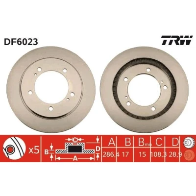 Billede af TRW DF6023 Bremseskiver 286 17 5 139,7 ventileret lakeret SUZUKI: Grand Vitara 1 SUV