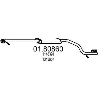 Billede af MTS 01.80860 Midterste Lyddæmper 1840 FORD: MONDEO 3 Kombi, Stufenheck