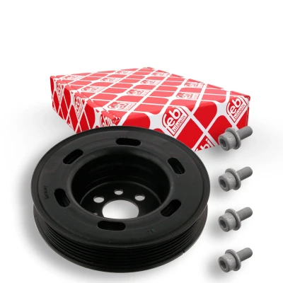 Billede af febi BILSTEIN 33608 Remskive Krumtapaksel 6PK 143 5 med skruer, til krumtap Plus AUDI: A4 B6/B7 Cabriolet, B6 Avant, VOLKSWAGEN: Touran I