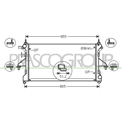 Billede af PRASCO FT930R001 Radiator Aluminium 780mm 368mm 40mm med lynkobling Loddet køleripper FIAT: Ducato III Ladvogn / Chassis, Van