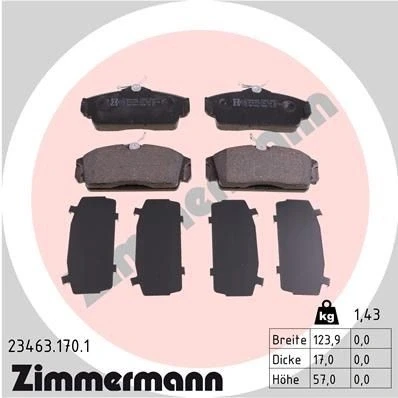Billede af ZIMMERMANN 23463.170.1 Bremseklodser Billede svarer til leveringsomfang NISSAN: Almera II Hatchback, 2 Limousine, Primera Hatchback