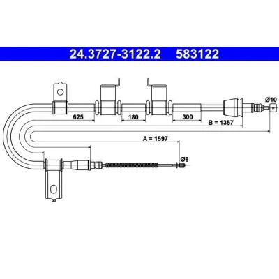 Billede af ATE 24.3727 3122.2 Håndbremsekabel 1597 HYUNDAI: Getz
