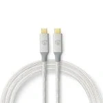 Billede af USB kabel 3.2 Gen 2x2 Type C Han 20 Gbps 100 W Guldplateret 2.00 m Runde Flettet / Nylon Sølv Cover Window Box