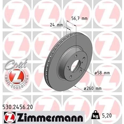 Billede af Bremseskive ZIMMERMANN 530.2456.20