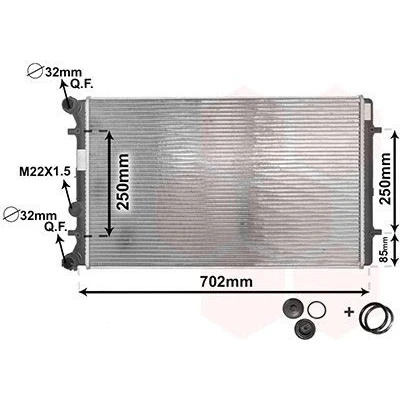 Billede af VAN WEZEL 03002129 Radiator Aluminium 650 400 25 *** IR PLUS med tilbehør Loddet køleripper VOLKSWAGEN: Golf 4, 4 Variant, Polo III Hatchback
