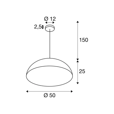 Billede af SLV Hængelampe Forchini M, 50 cm, sort/guldfarvet, metal