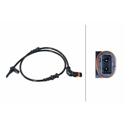 Billede af HELLA 6PU 358 252 031 ABS Sensor med holdeklips på kablet Hall princip 2 polet 610mm MERCEDES BENZ: B klasse, A klasse
