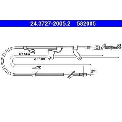 Billede af ATE 24.3727 2005.2 Håndbremsekabel 1625 SUZUKI: SWIFT 3