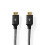 Billede af High Speed HDMI kabel med Ethernet Stik 4K@60Hz 18 Gbps 1.00 m Runde Bomuldsstof Grå / Metal Cover Window Box