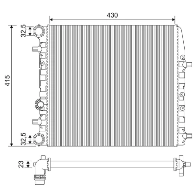 Billede af VALEO 733062 Radiator Aluminium 430 415 23 med kølemiddelregulator Mekanisk fuget køleripper SKODA: Fabia 2, III Stationcar, I Hatchback