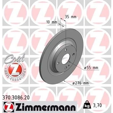 Billede af ZIMMERMANN COAT Z 370.3086.20 Bremseskiver 276 10 5/4 4 100 fuldstændigt coatet MAZDA: MX 5 2
