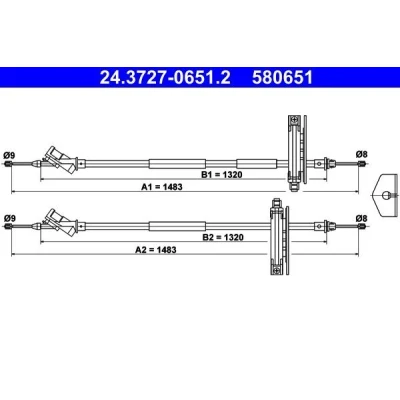 Billede af ATE 24.3727 0651.2 Håndbremsekabel 1483, 1483 FORD: Focus Mk1 Hatchback