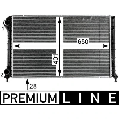 Billede af MAHLE ORIGINAL CR 1990 000P Radiator til køretøjer med klimaanlæg 650mm 401mm 28mm Loddet køleripper FIAT: Doblo I Cargo