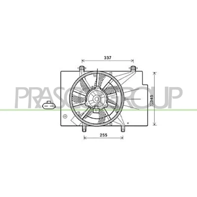 Billede af PRASCO FD344F004 Køleventilator 345mm 380W med kølerventilatorramme (karm) FORD: FIESTA 6